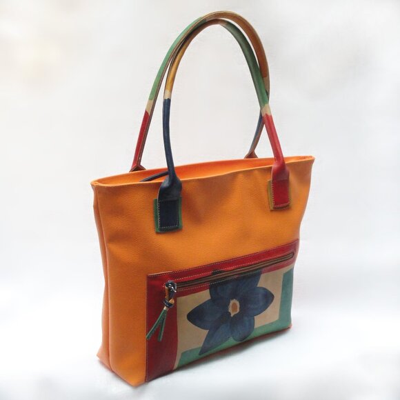 Astore Italian Tote - Floral Orange - Picture 3 of 4